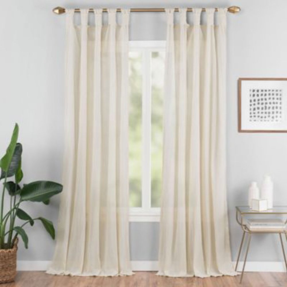 Vue Elements 50"x63" Priya White Tab Top Curtain